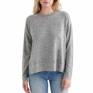 Lucky Brand Heather Grey Cozy Crew Neck long sleeve top Sweater Size S